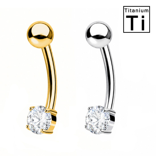Piercing Sopracciglio in Titanio con Cristallo Rotondo