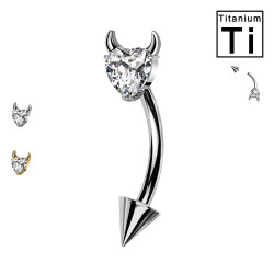 Piercing Sopracciglio in Titanio con Cuore e Corna