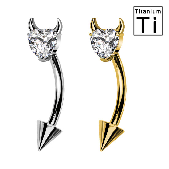 Piercing Sopracciglio in Titanio con Cuore e Corna