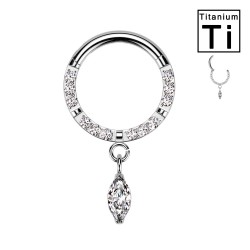 Piercing Clicker Círculo de Titanio con Cristales y Colgante