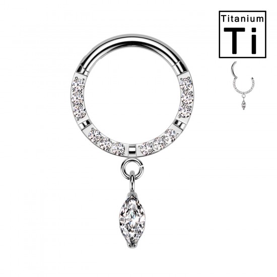 Piercing Clicker Círculo de Titanio con Cristales y Colgante