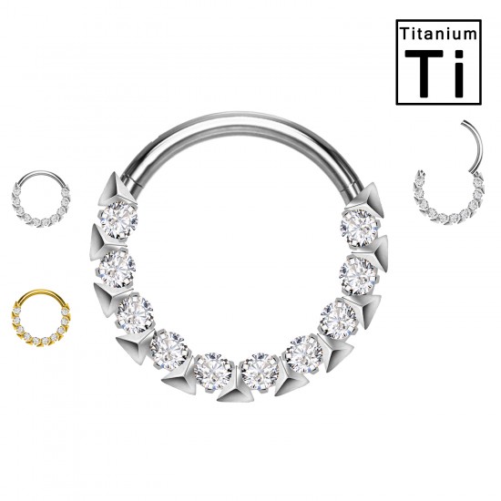 Aro Clicker de titanio con corazón de cristal
