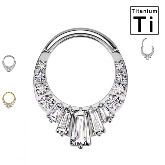 Anello Clicker con Cristalli in Titanio