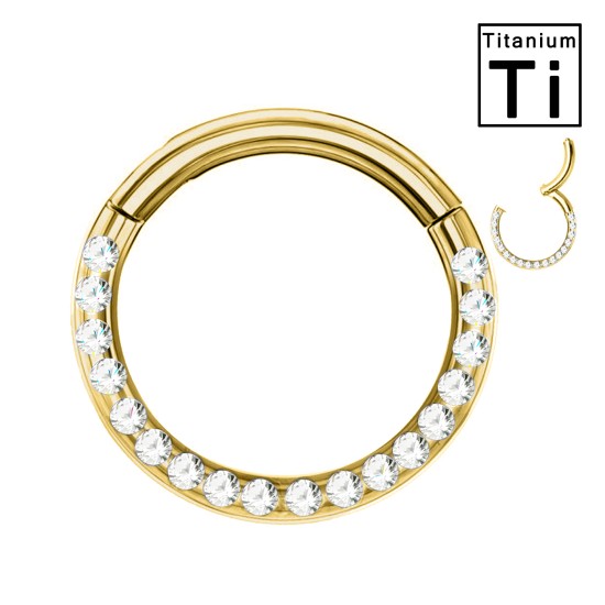 Anello Septum Clicker con Cristalli in Titanio