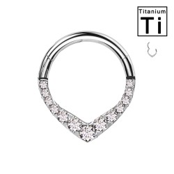 PWY-106 Piercing Cerchio Clicker in Titanio con Cristalli a V PWY-106 Piercing Cerchio Clicker in Titanio con Cristalli a V