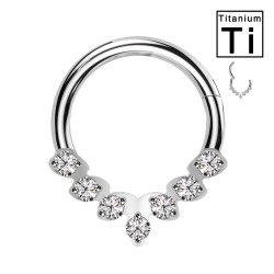 PWY-112 Piercing Cerchio Clicker in Titanio a Forma di Foglie con Cristalli PWY-112 Piercing Cerchio Clicker in Titanio a Forma di Foglie con Cristalli