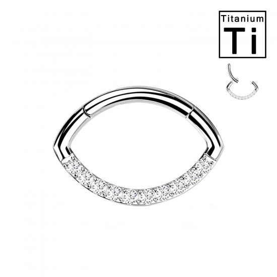 PWY-117 Piercing Cerchio Clicker in Titanio a Forma di Oliva con Cristalli
