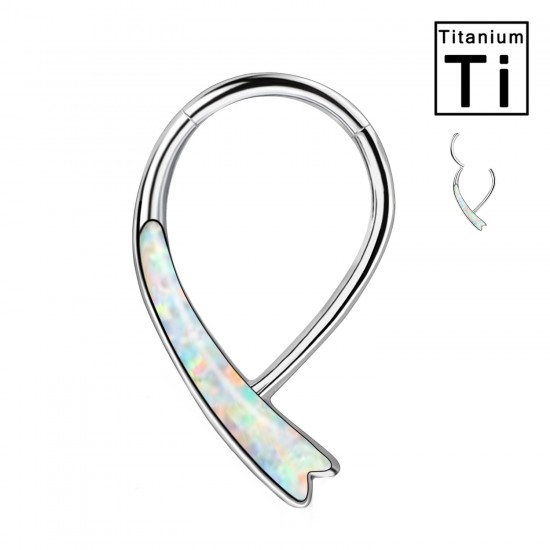 PWY-127 Piercing Cerchio Clicker in Titanio a Forma v con pietra opale