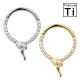 PWY-144 Piercing Cerchio Clicker in Titanio con Serpente Intrecciato e Cristalli