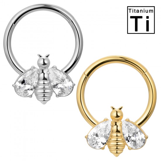 PWY-146 Cerchio Clicker in Titanio con cristalli a Forma di Ape