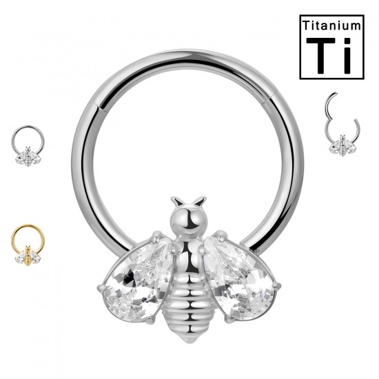 PWY-146 Cerchio Clicker in Titanio con cristalli a Forma di Ape