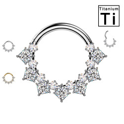 PWY-153 Piercing a Cerchio in Titanio con Cristallo Quadrato