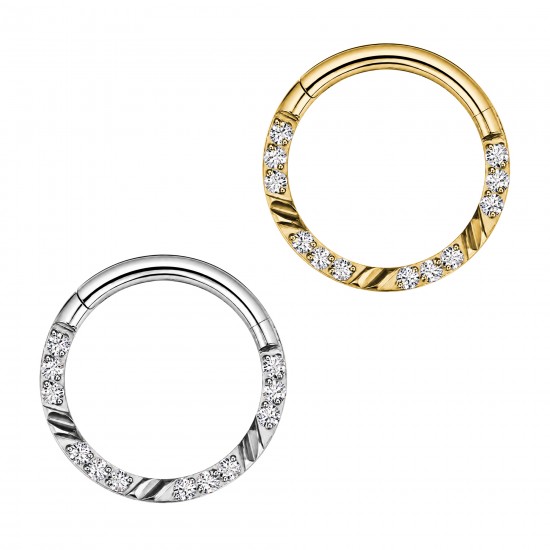 PWY-157 Piercing en titane  avec cristaux ronds