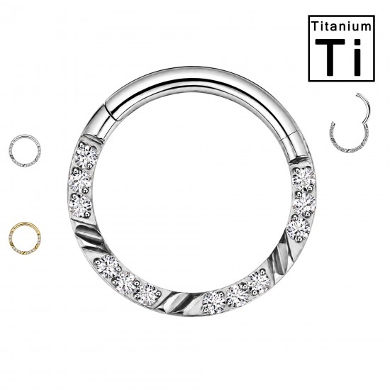 PWY-157 Piercing en titane  avec cristaux ronds