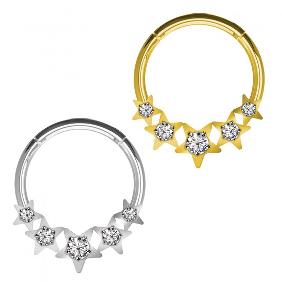 Clicker-Kreis aus Titan mit Stern und Kristallen