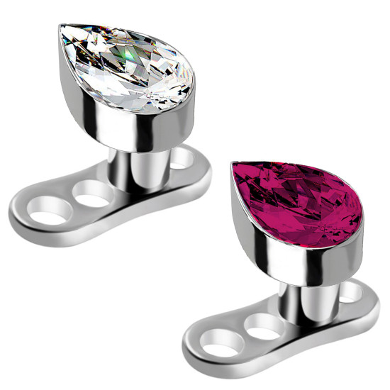 Dermal Anchor Crystal with teardrop shape