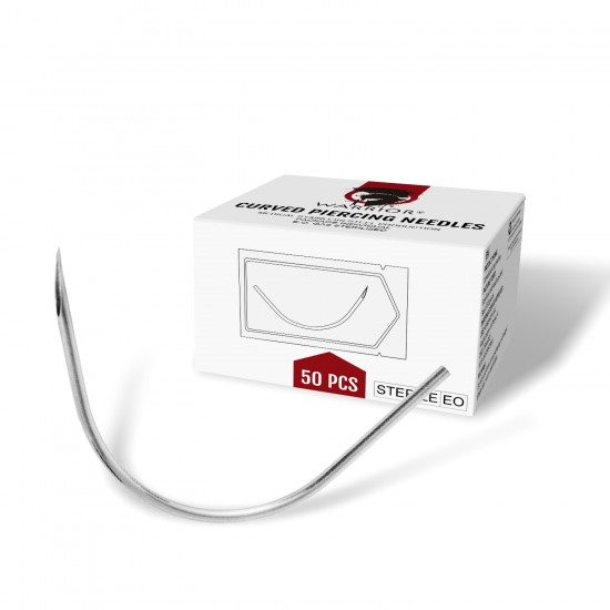 WARRIOR Sterilized Curved Piercing Needles - 50 pcs/box
